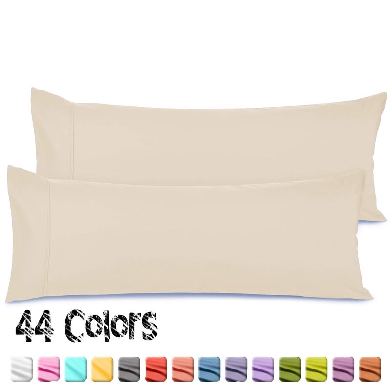 Nestl Body Pillow Cover Soft Pillowcase Lightweight Beige Microfiber 20x54 Inches Envelope Closure, Set of 2 - Image 2